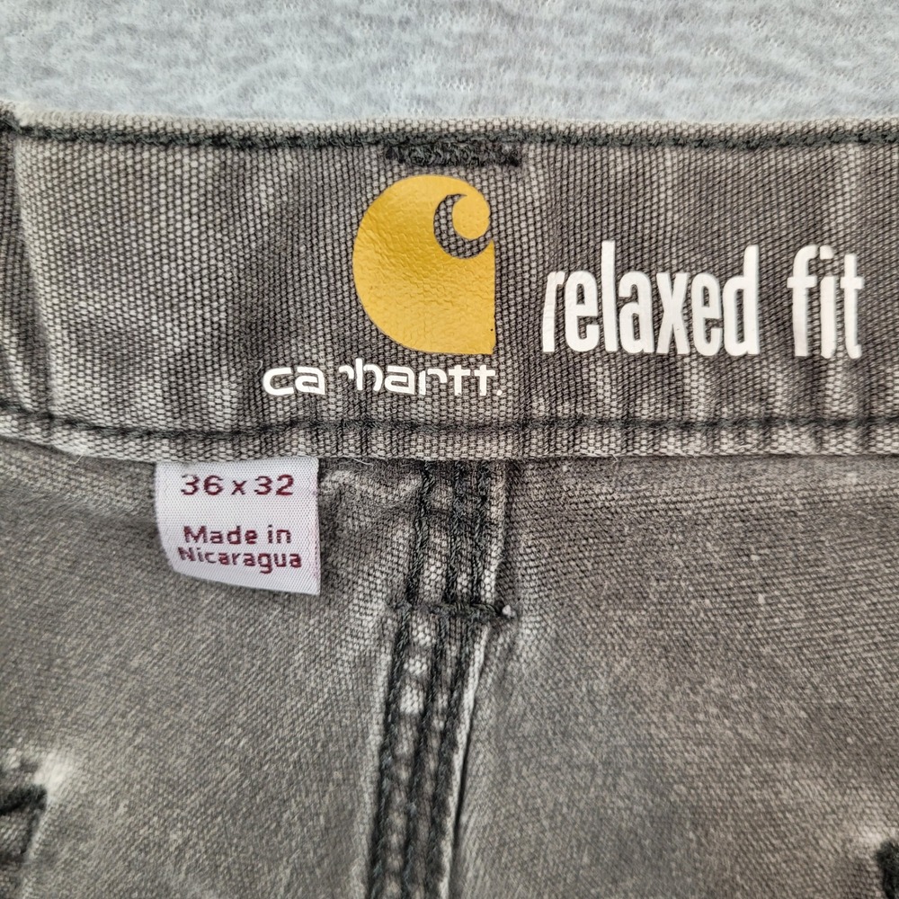 Carhartt Carpenter Pants Mens 36x32 Gray Relaxed Fit Distressed Paint Splatter - Picture 5 of 8